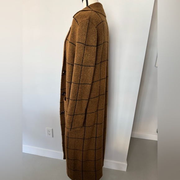 LINE Plaid Long Cardigan/Duster – Brown & Black Check - Size Medium - Picture 7 of 17